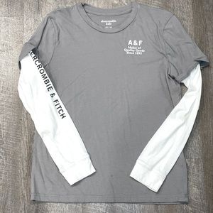 Abercrombie kids grey graphic tee with long sleeve. Like new!